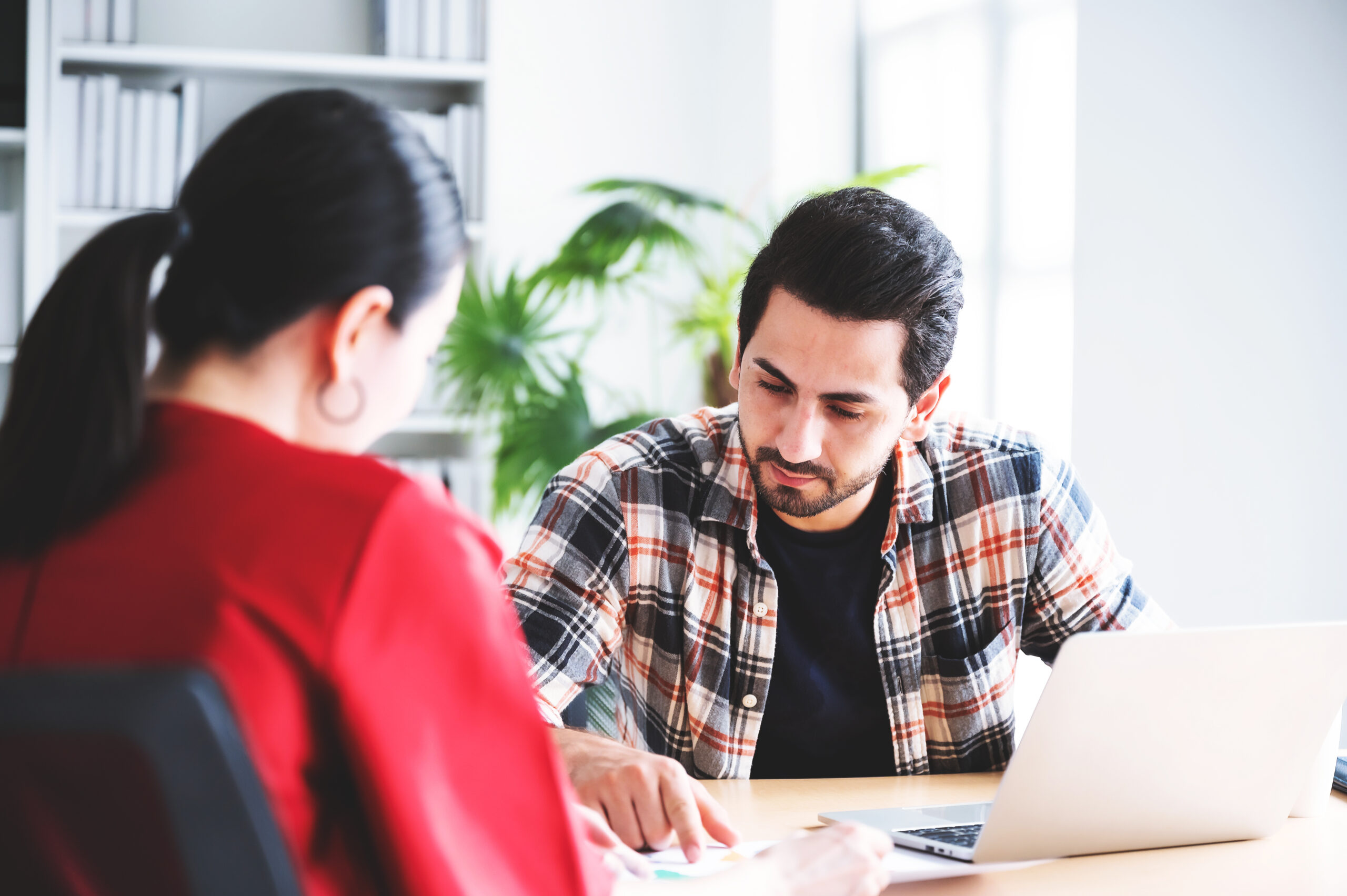 Coworking process, Corporate employees team working brainstorm project document sheet paperwork. Business startup company teamwork on meeting in modern office